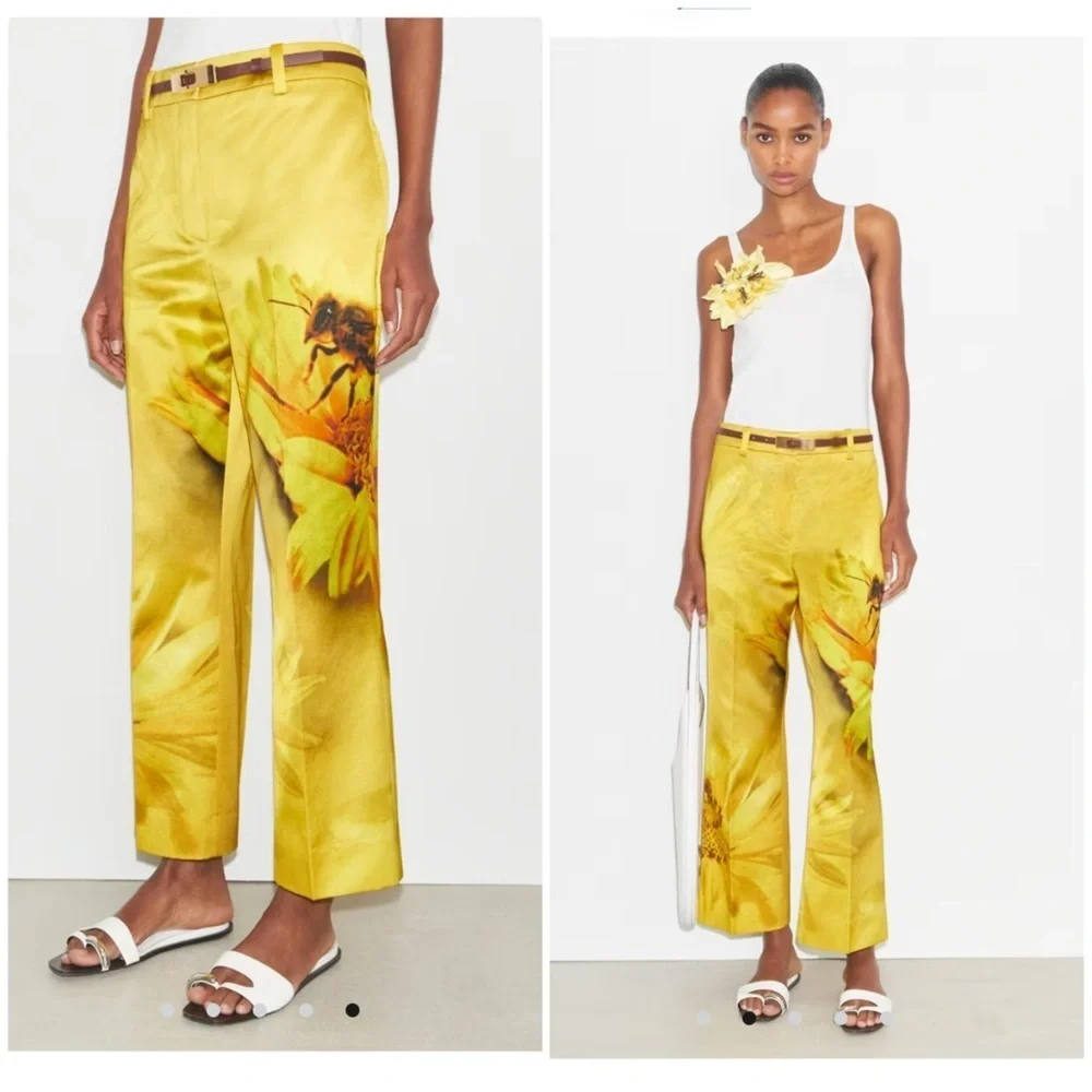 Tory Burch Printed Bee Satin Trouser - Picture 4 of 10